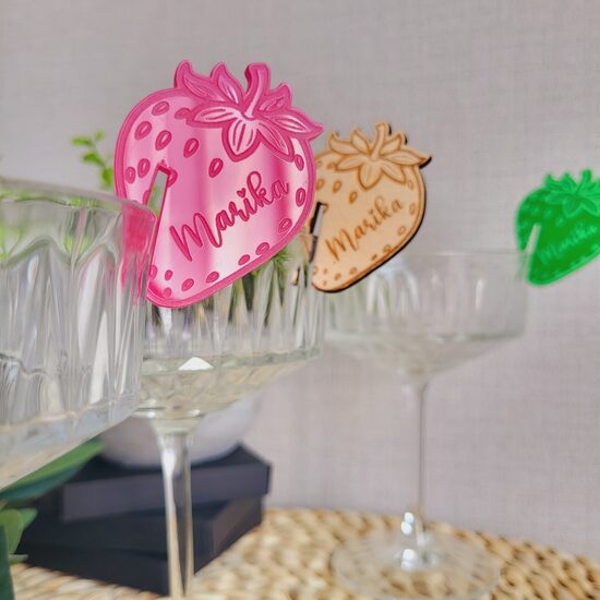 Personalizēts dekors glāzei Zemene